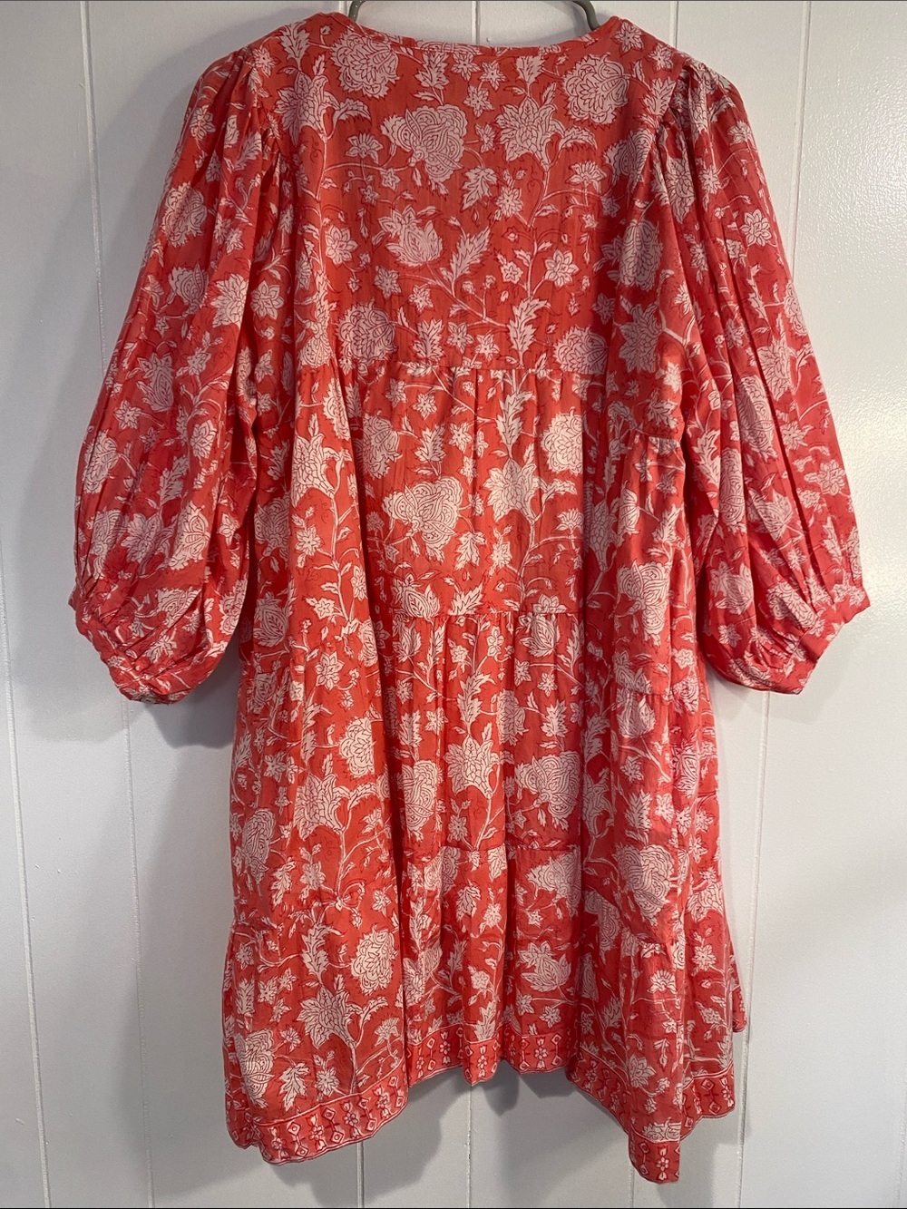 Marea Liz Joy Coral Floral Babydoll Mini Dress Cottagecore Boho Romantic Large - Picture 6 of 10